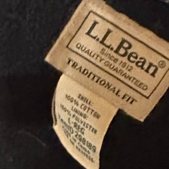 LL Bean Flannel Shirt/Jacket Large Cotton Blue Plaid Fleece Lined Tradition - Picture 4 of 5